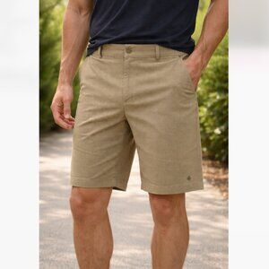 Hang Ten Tan Flat Front Shorts Size 34 Casual Golf Chino Hybrid Shorts